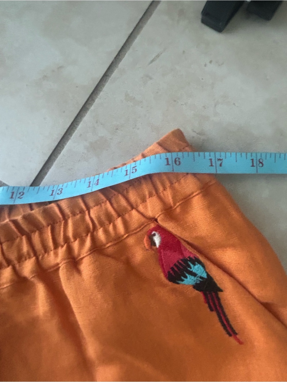 Farm Rio Linen Pants Embroidered Tropical Beach Parrot Beaded Tassel Large READ - Picture 14 of 17